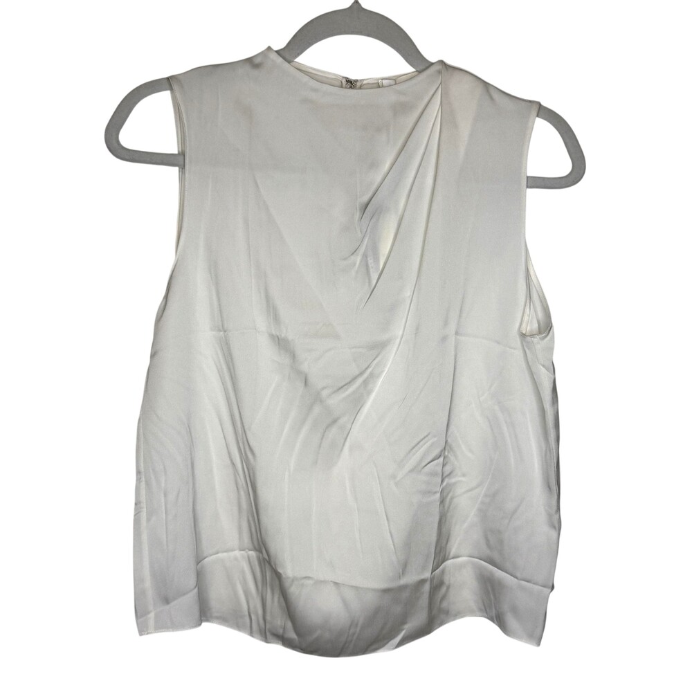 LILYSILK Blouse Womens M White 90% Mulberry Silk Pleated Sleeveless Top